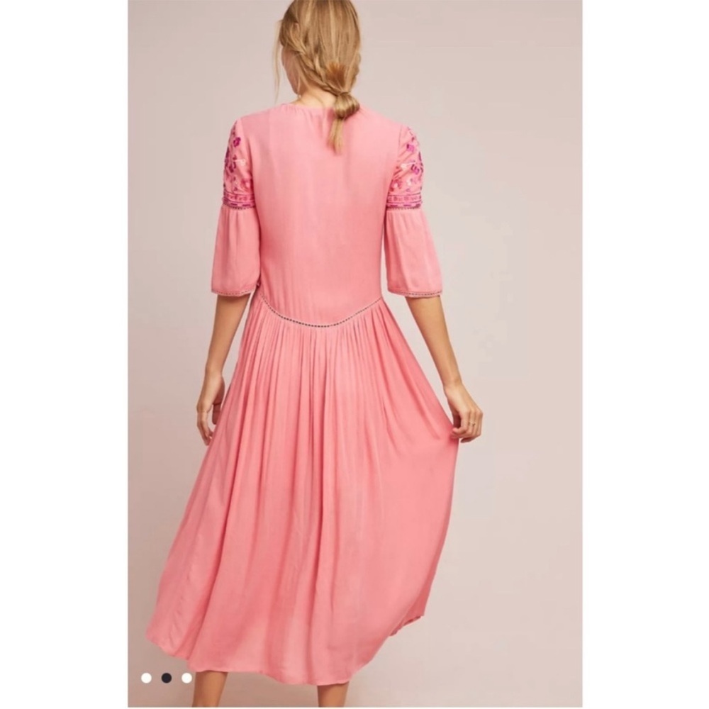Anthropologie Blank London Embroidered Maxi Dress Boho Pink Festival Size M - Picture 5 of 12